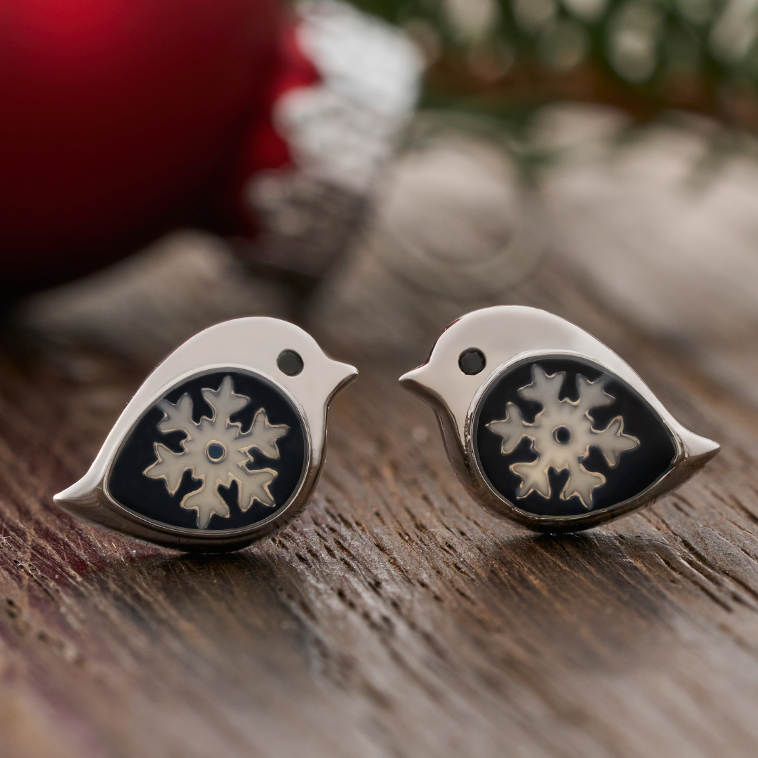 Snowflake Birdie Studs (Medium)