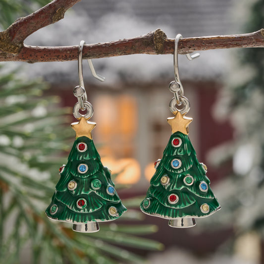 Classic Christmas Tree Earrings with French Hooks