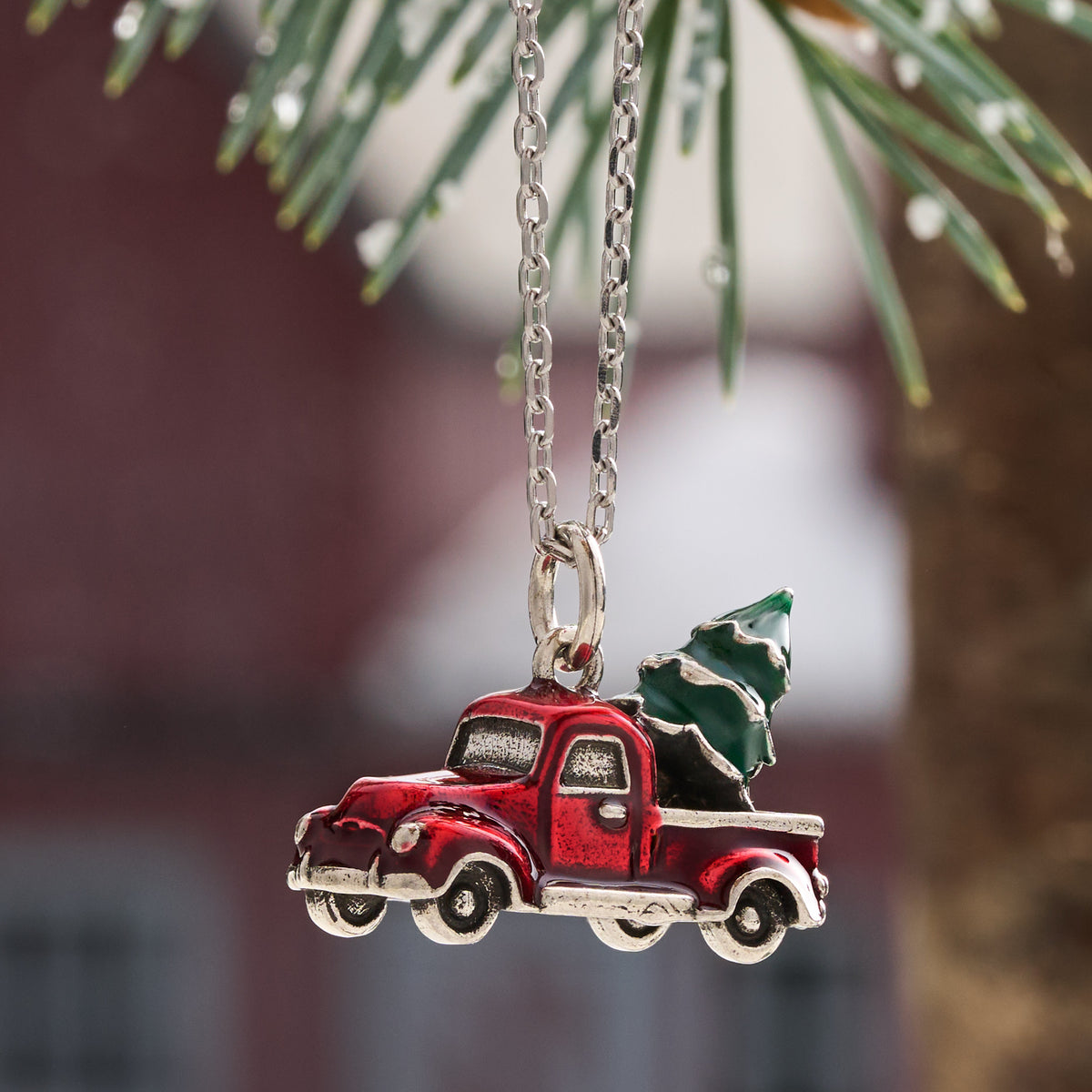 Christmas Tree Truck Necklace