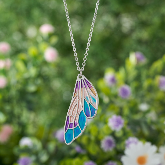 Blended Enamel Butterfly Wing Necklace
