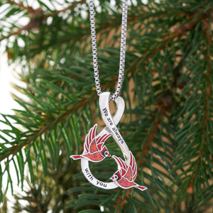 Opal Infinity Duo Flying Cardinal Necklace