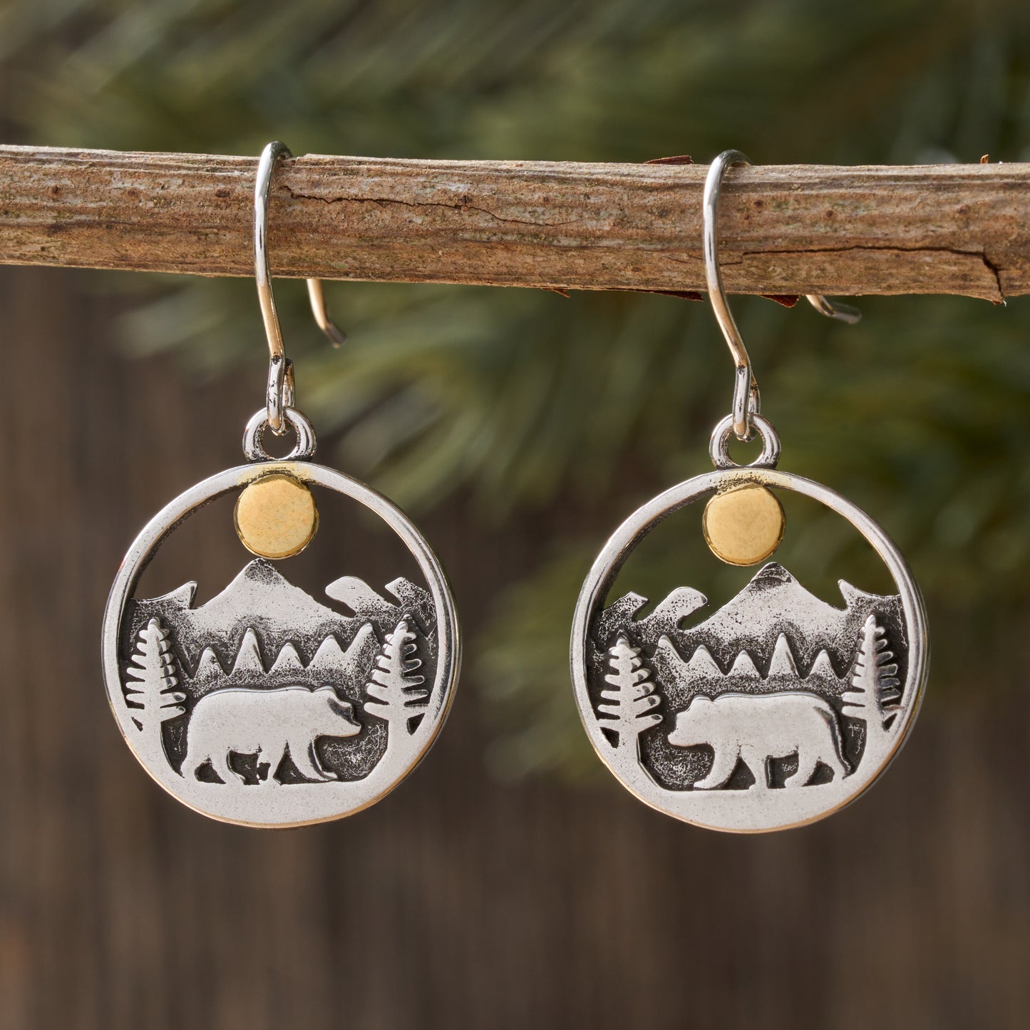 Vintage Morning Forest Bear Earrings