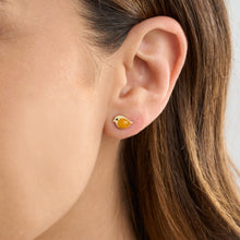 Load image into Gallery viewer, Gold Sterling Silver Yellow Sand Birdie Studs