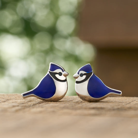 Sterling Silver Blue Jay Studs