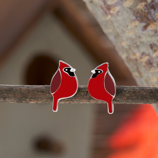 Sterling Silver Cardinal Studs