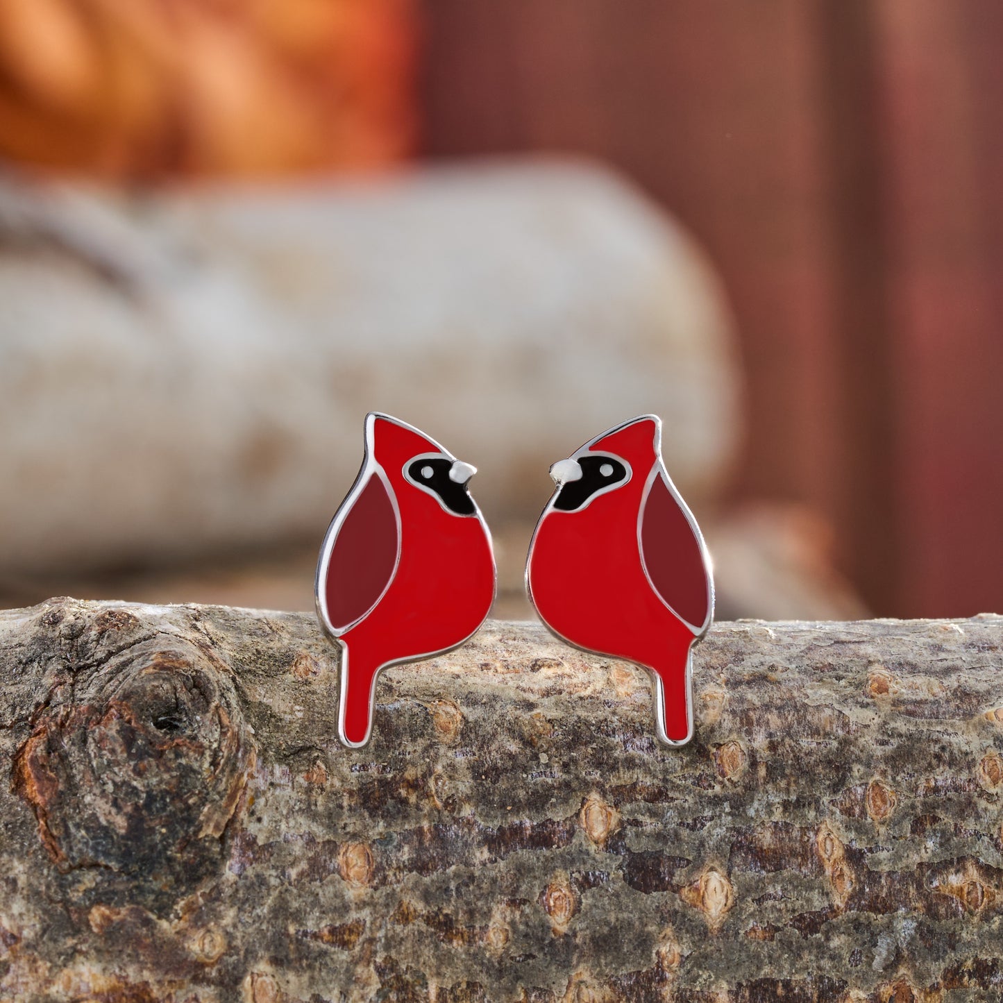 Sterling Silver Cardinal Studs