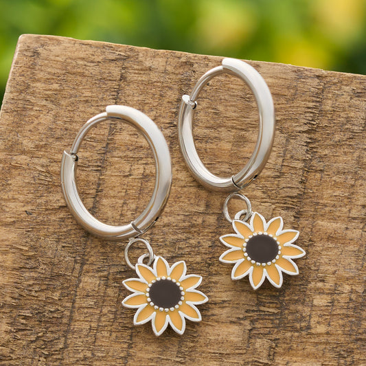 Little Sunflower Hoop Earrings