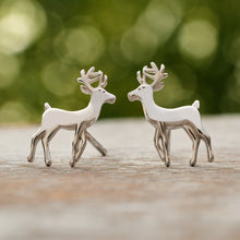 Load image into Gallery viewer, Sterling Silver White-Tailed Deer Studs