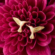 Load image into Gallery viewer, Gold Sterling Silver Hummingbird Studs