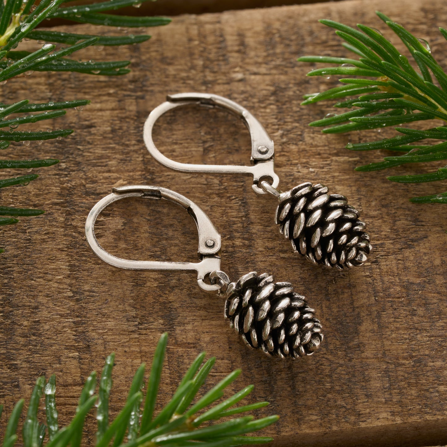 Vintage Leverback Pine Cone Earrings