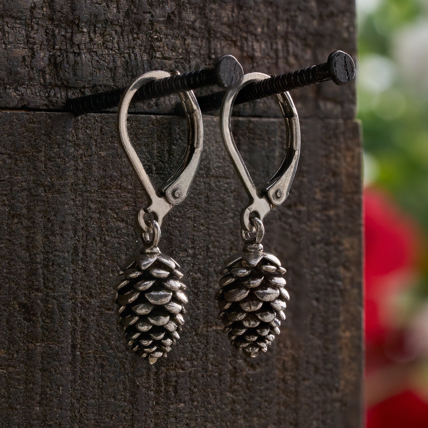 Vintage Leverback Pine Cone Earrings