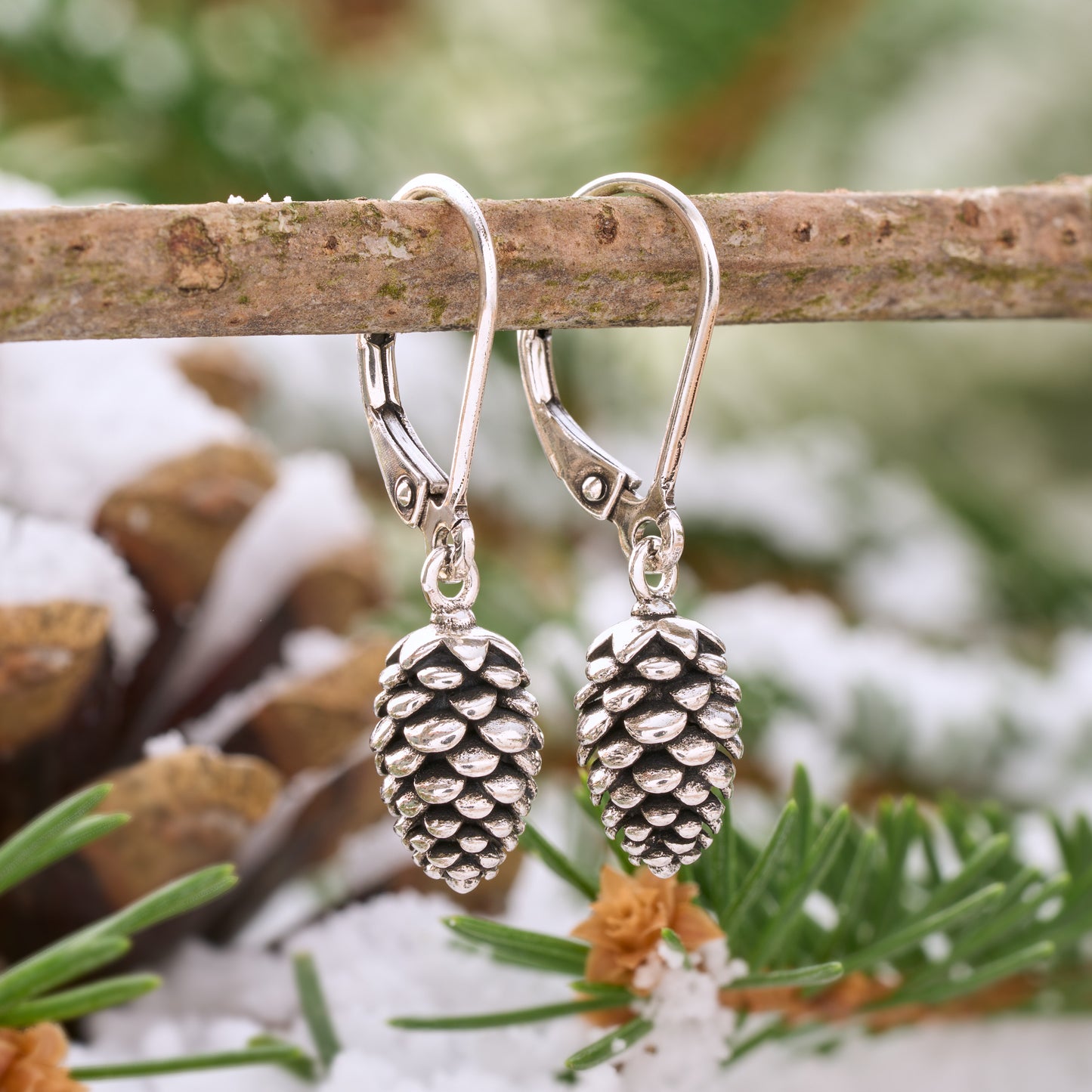Vintage Leverback Pine Cone Earrings