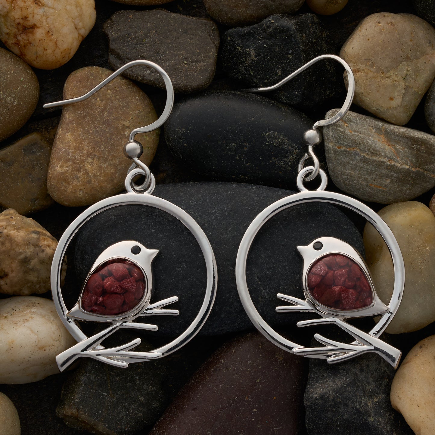 Cinnabar Birdie Branch Earrings