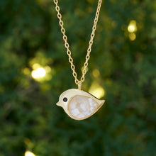 Load image into Gallery viewer, Gold Sterling Silver Mother of Pearl Birdie Necklace