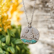 Load image into Gallery viewer, Turquoise River Crescent Moon Necklace