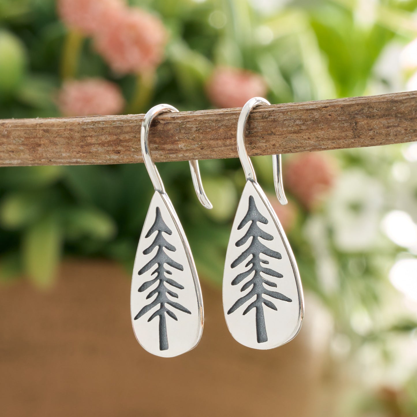 Sterling Silver Daytime Pine Tree Earrings