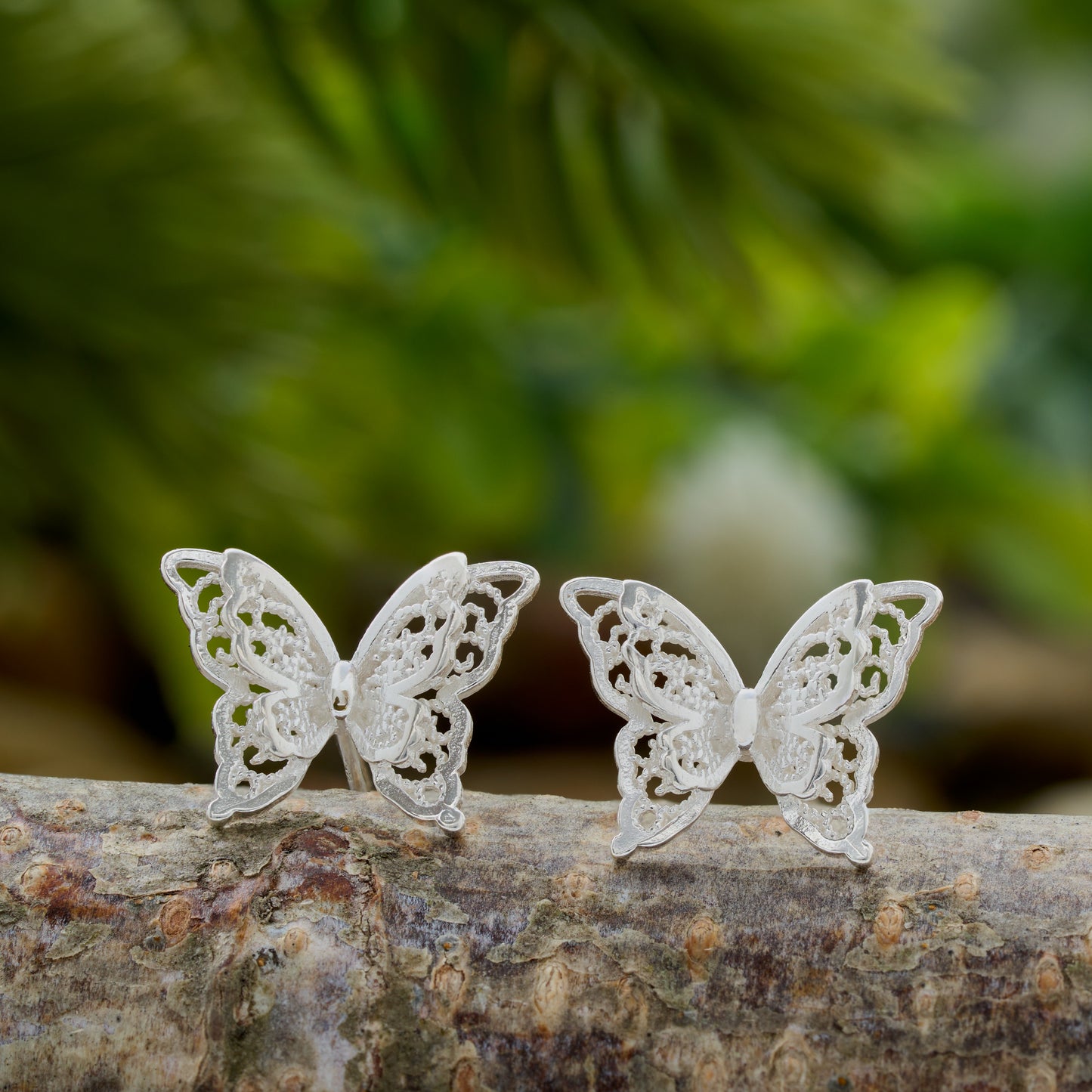 Sterling Silver Layered Butterfly Studs