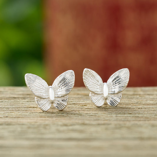 Sterling Silver Dainty Butterfly Studs