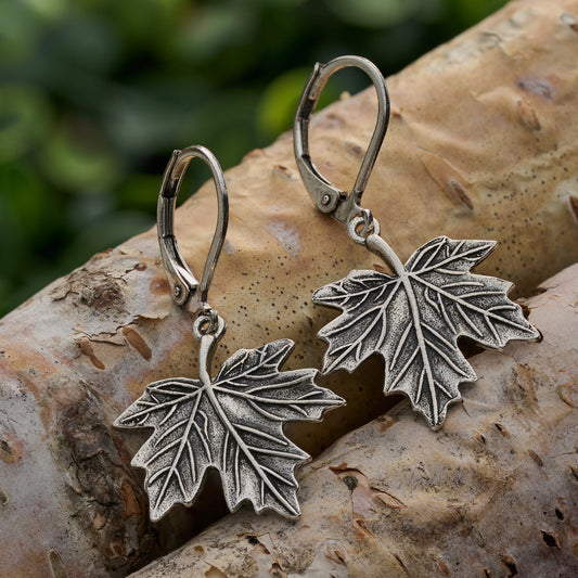 Leverback Vintage Maple Leaf Earrings