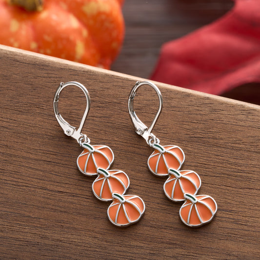 Triple Pumpkin Bar Leverback Earrings