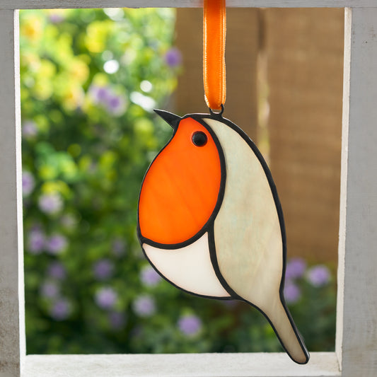 Stained Glass Robin Ornament