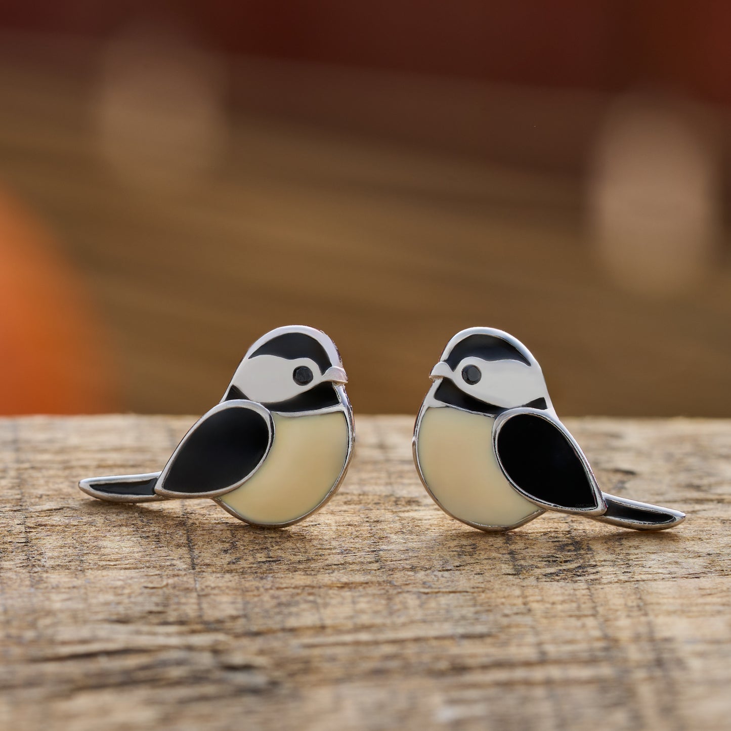 Sterling Silver Chickadee Studs