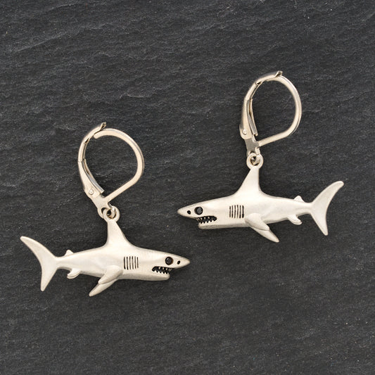Leverback Shark Earrings