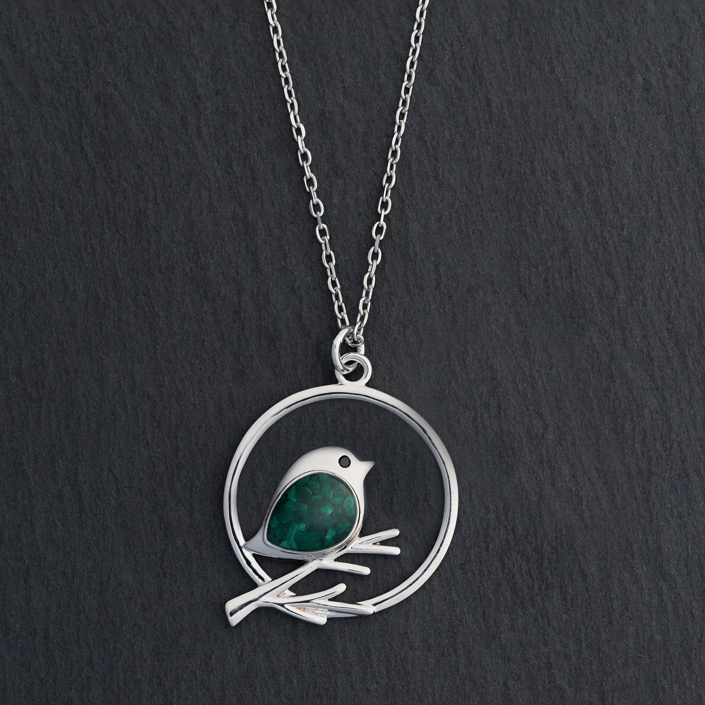 Malachite Birdie Branch Necklace
