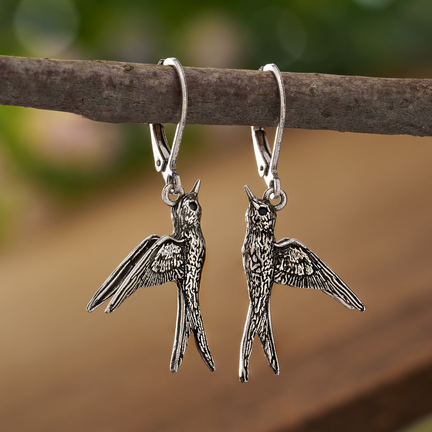 Vintage Swallow Leverback Earrings