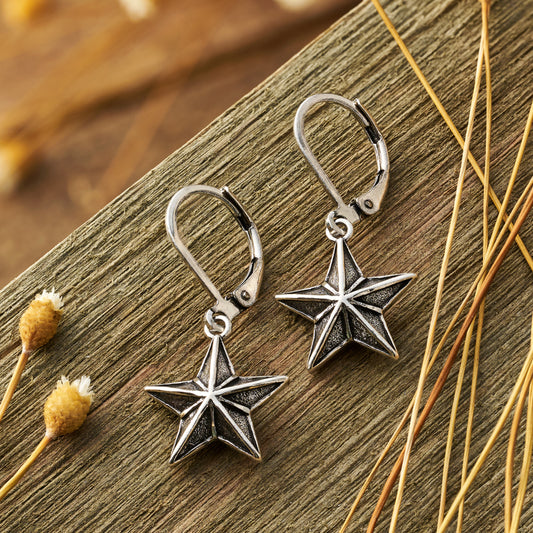 Vintage Barn Star Leverback Earrings