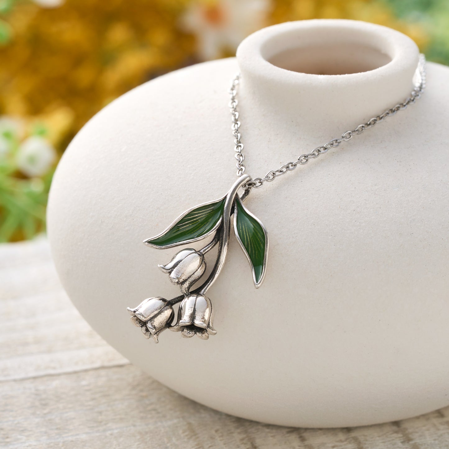 Sterling Silver Lily of the Valley Floral Drop Necklace