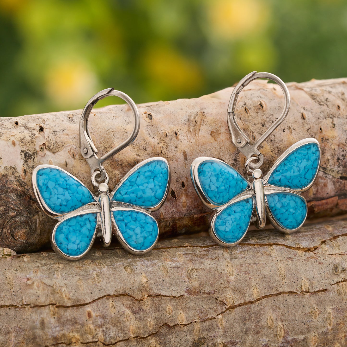 Blue Glass Butterfly Earrings
