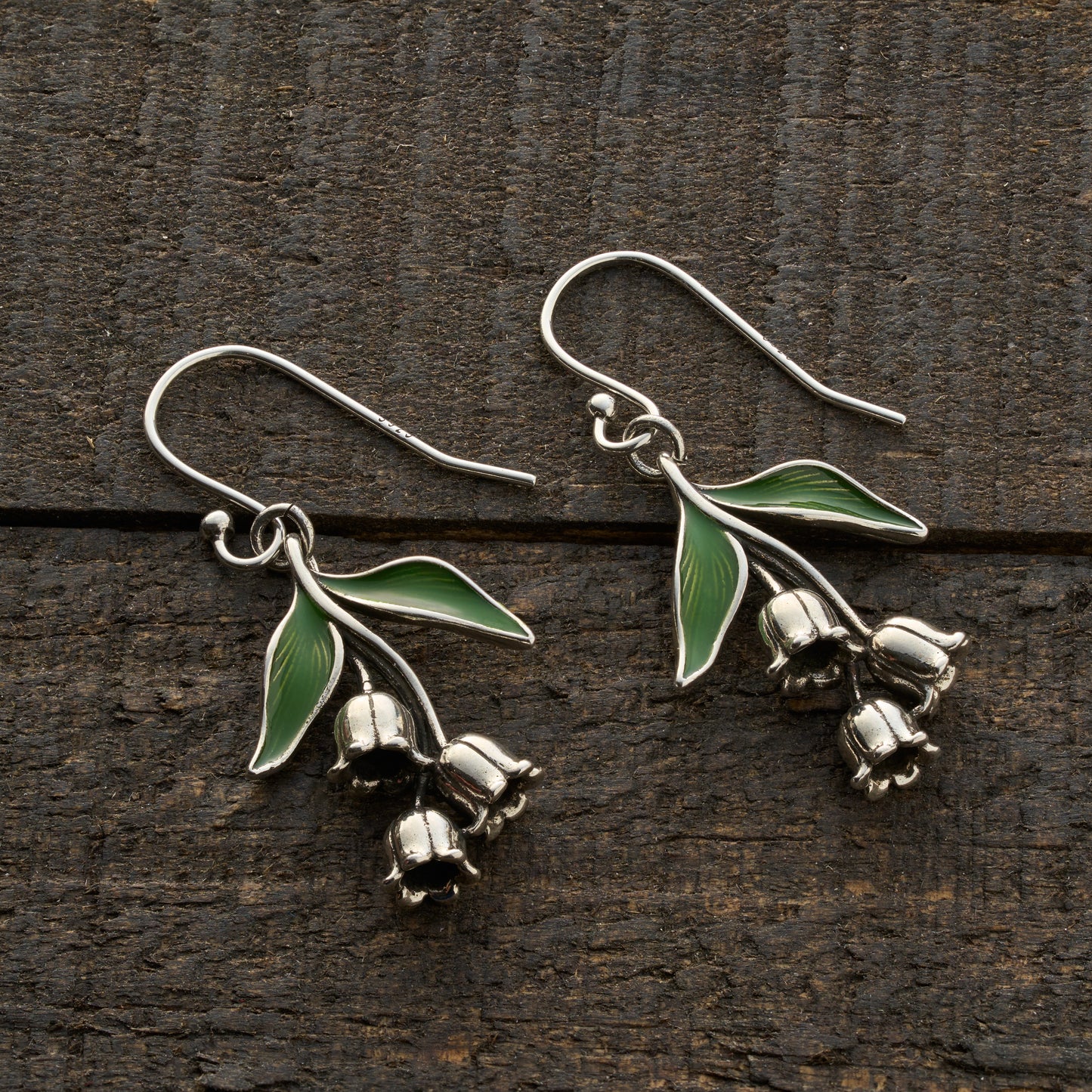 Vintage Lily of the Valley Floral Drop Earrings with French Hooks