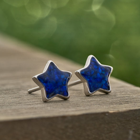 Sterling Silver Lapis Lazuli Star Studs