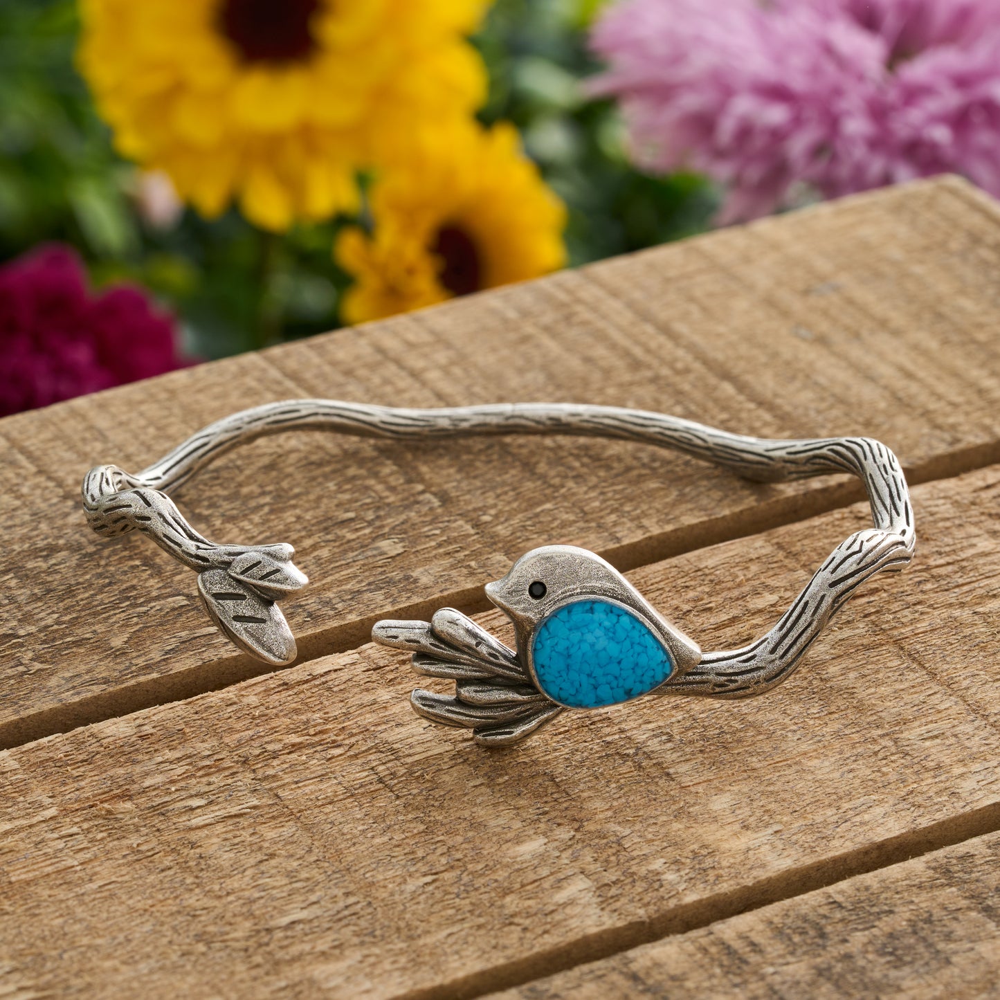Vintage Blue Glass Birdie Branch Bracelet