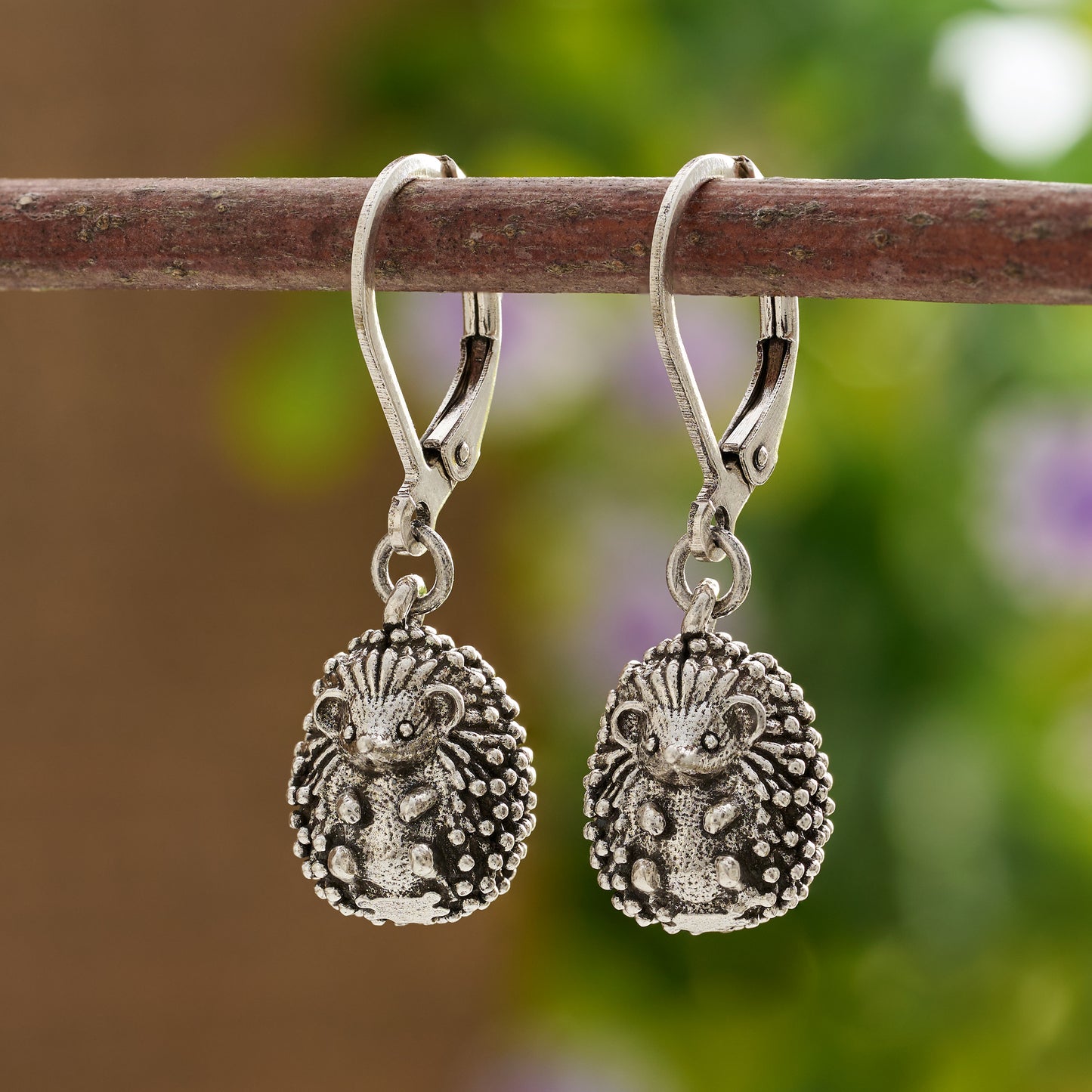 Vintage Curled Hedgehog Leverback Earrings