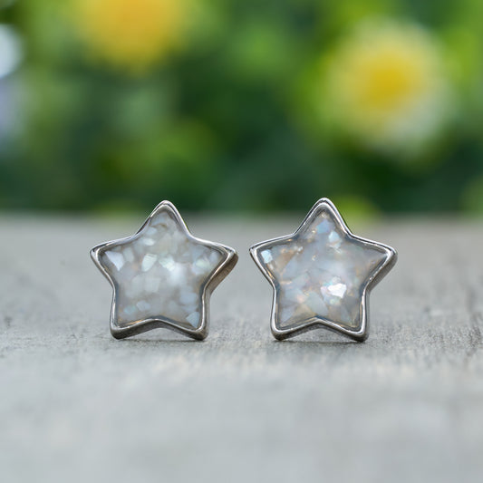 Sterling Silver Mother of Pearl Star Studs