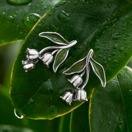 Sterling Silver Lily of the Valley Floral Drop Studs