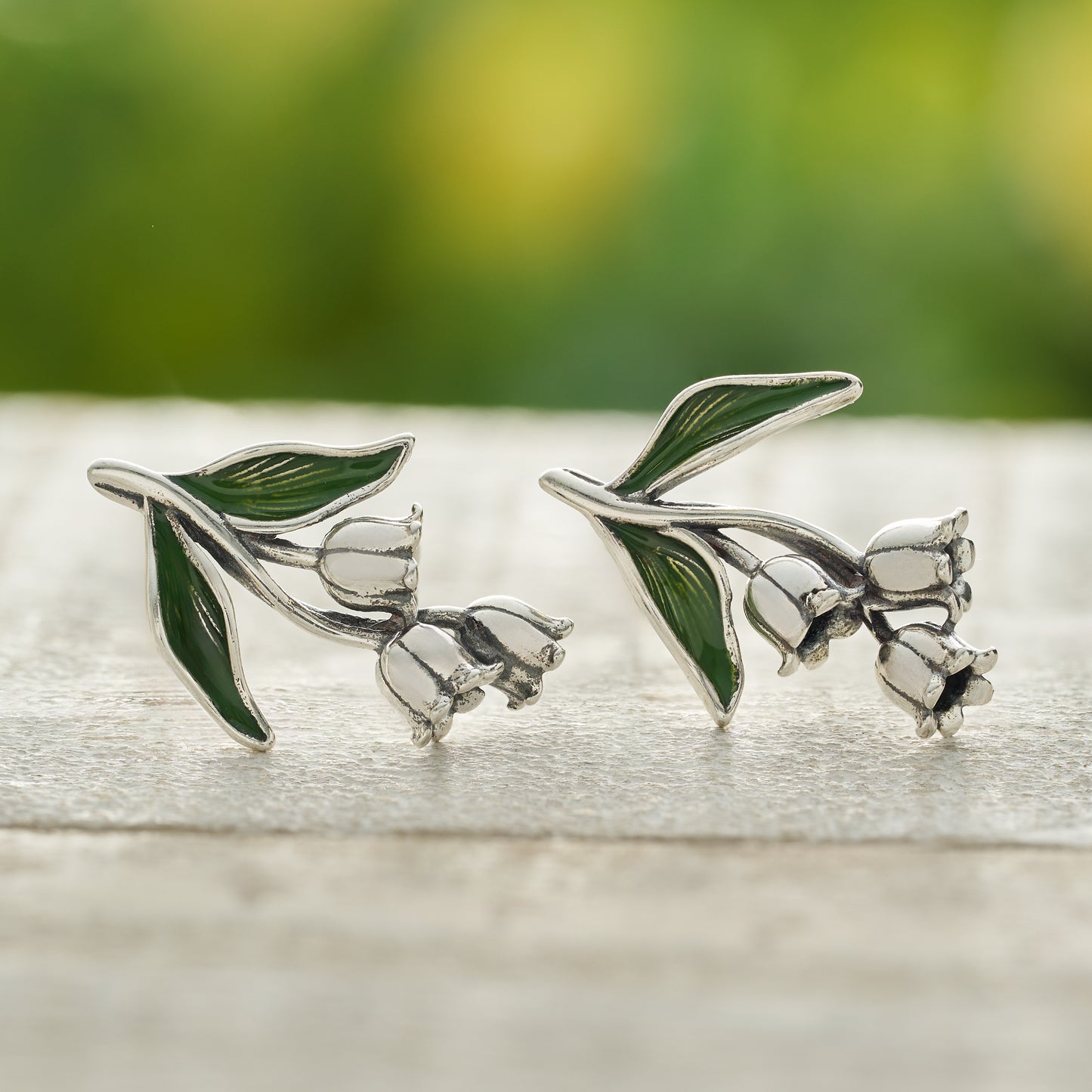 Sterling Silver Lily of the Valley Floral Drop Studs