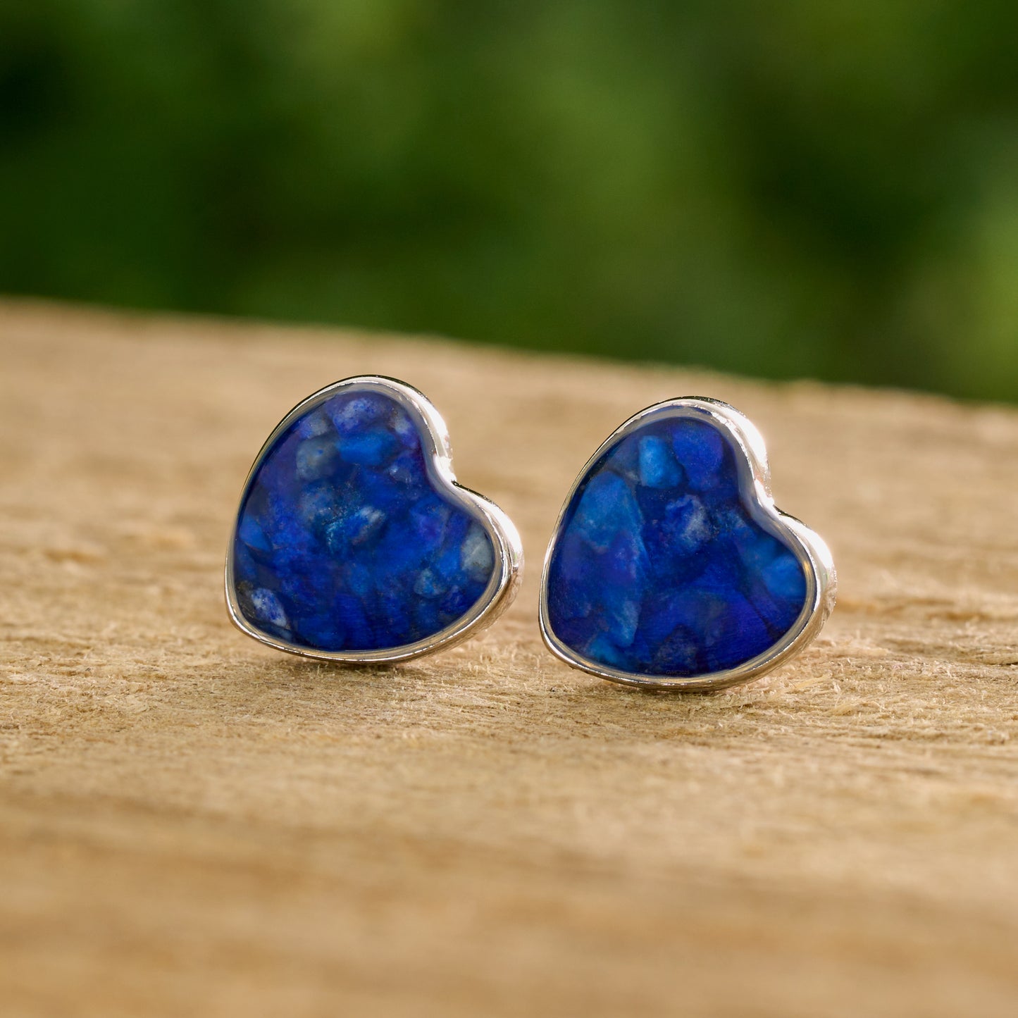 Sterling Silver Lapis Lazuli Heart Studs
