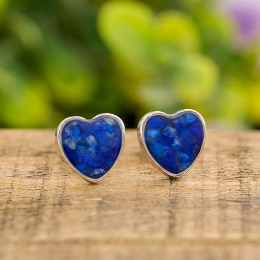 Sterling Silver Lapis Lazuli Heart Studs