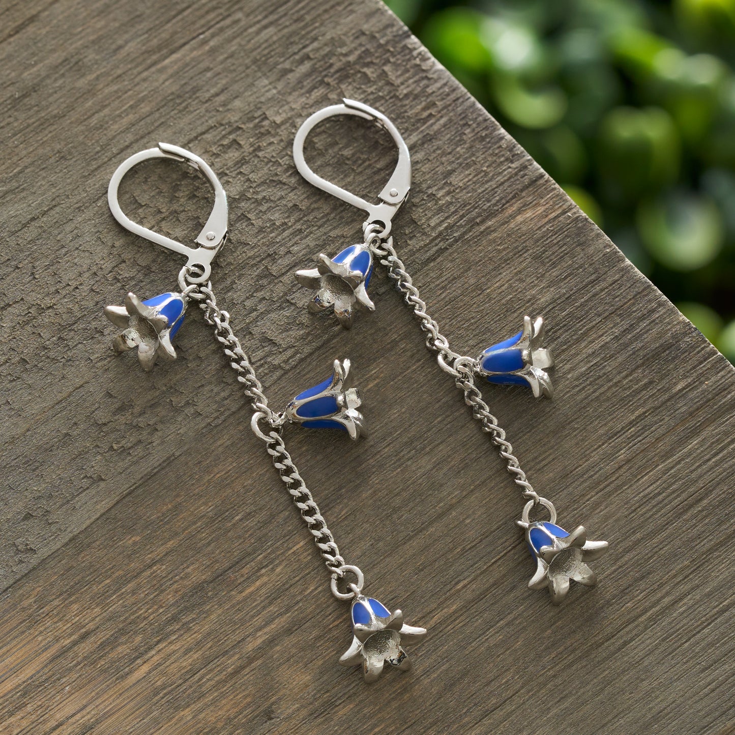 Bluebell Flower Dangling Leverback Earrings