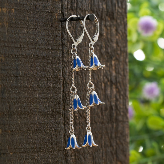 Bluebell Flower Dangling Leverback Earrings