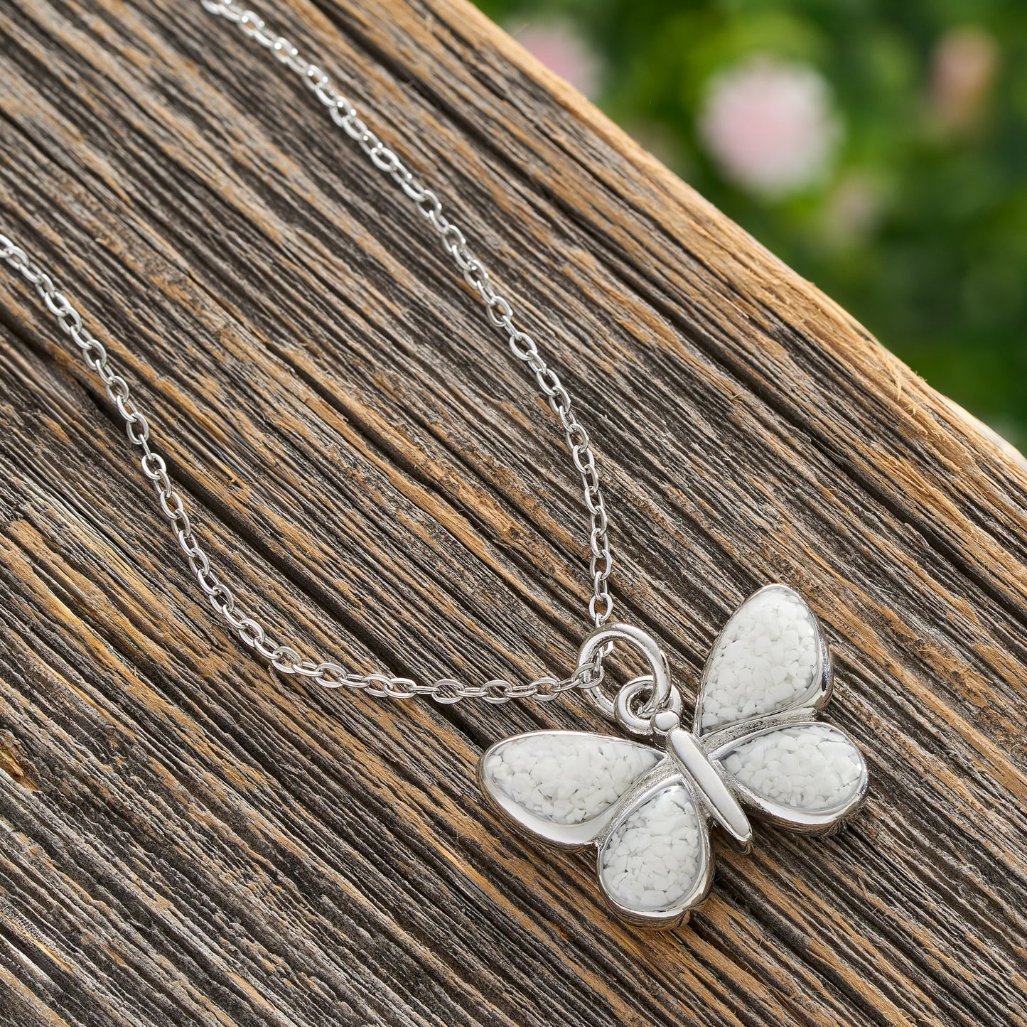 White Glass Butterfly Necklace