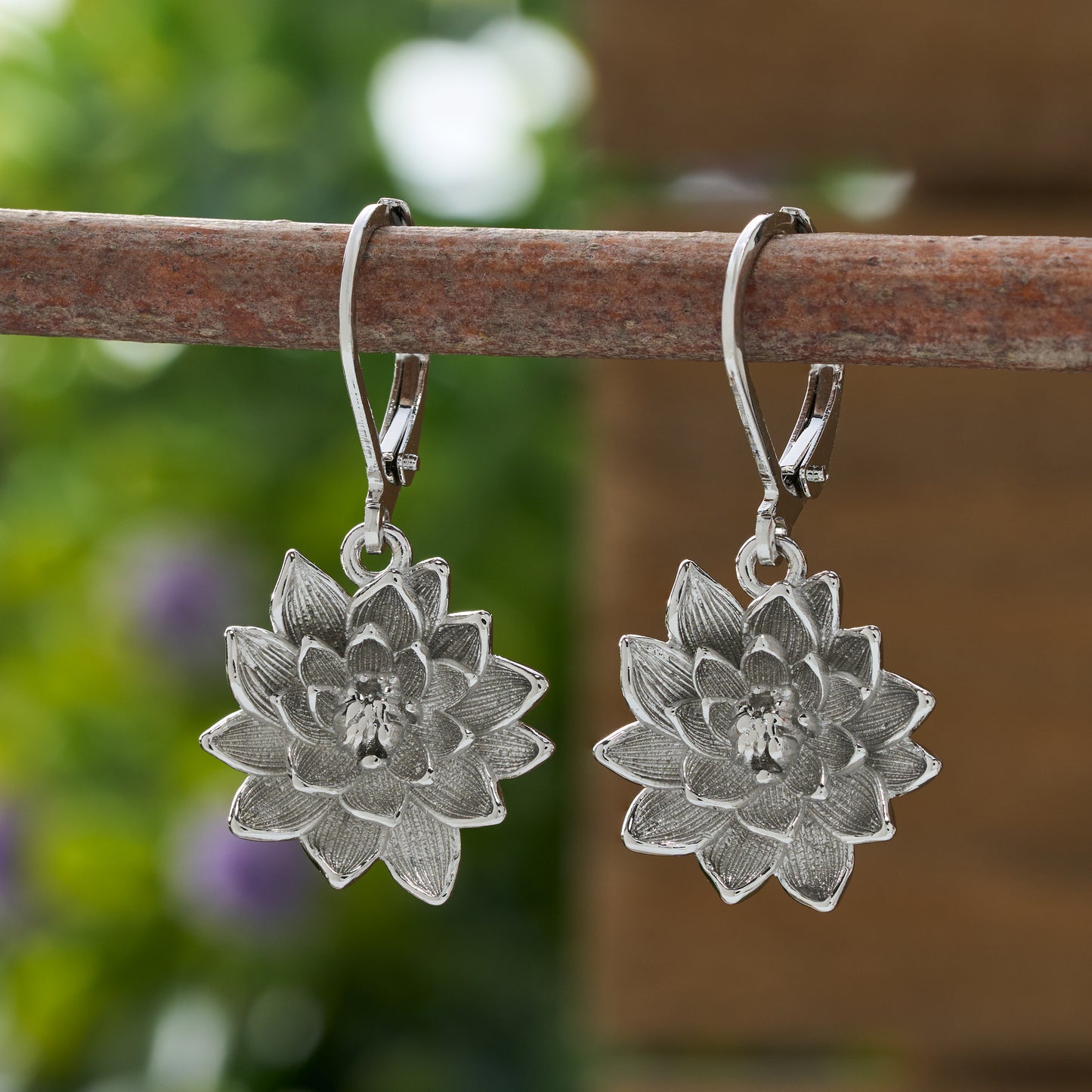 Leverback Water Lily Earrings