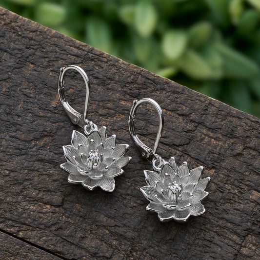 Leverback Water Lily Earrings