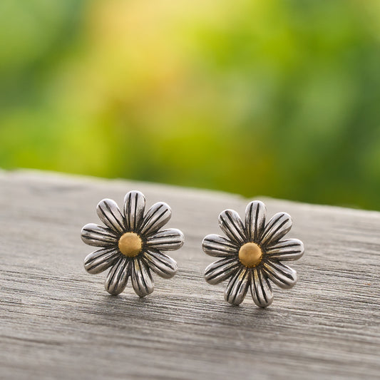 Sterling Silver Delicate Daisy Studs