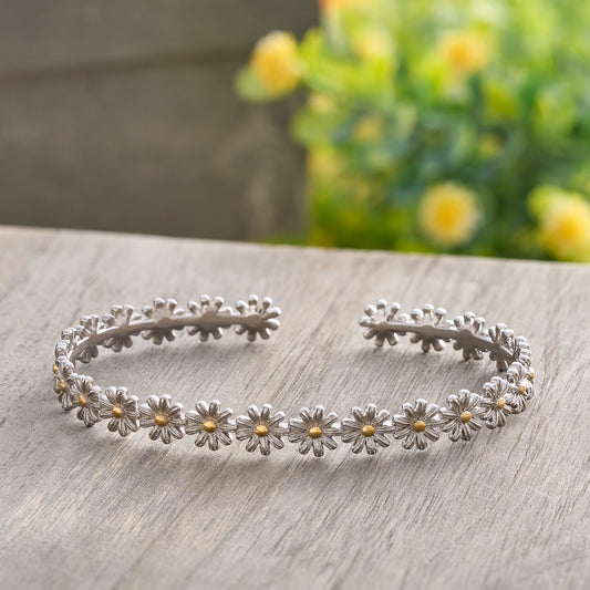 Delicate Daisy Cuff Bracelet