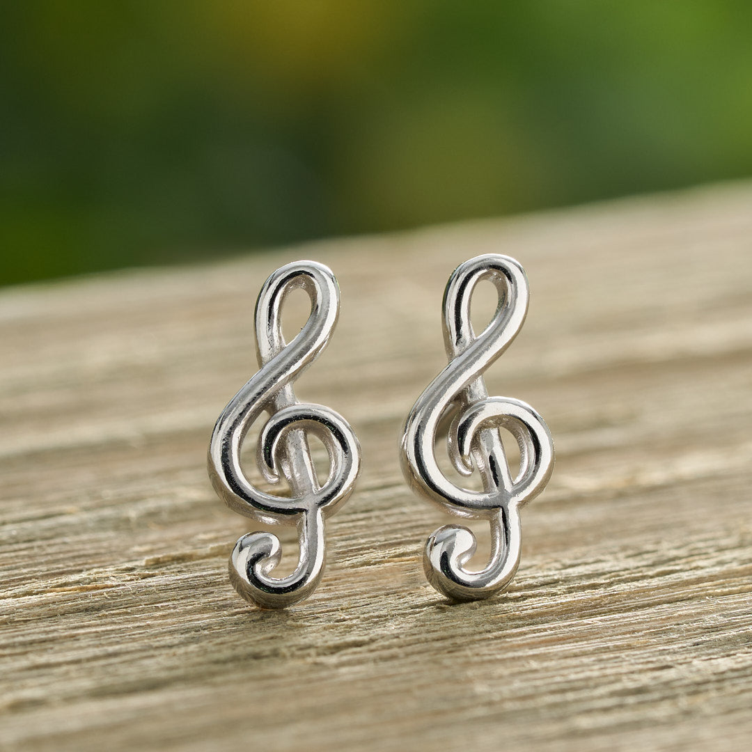 Sterling Silver Treble Clef Studs