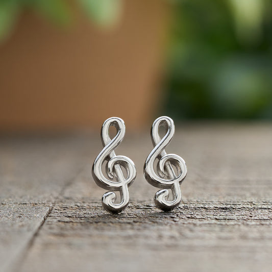 Sterling Silver Treble Clef Studs